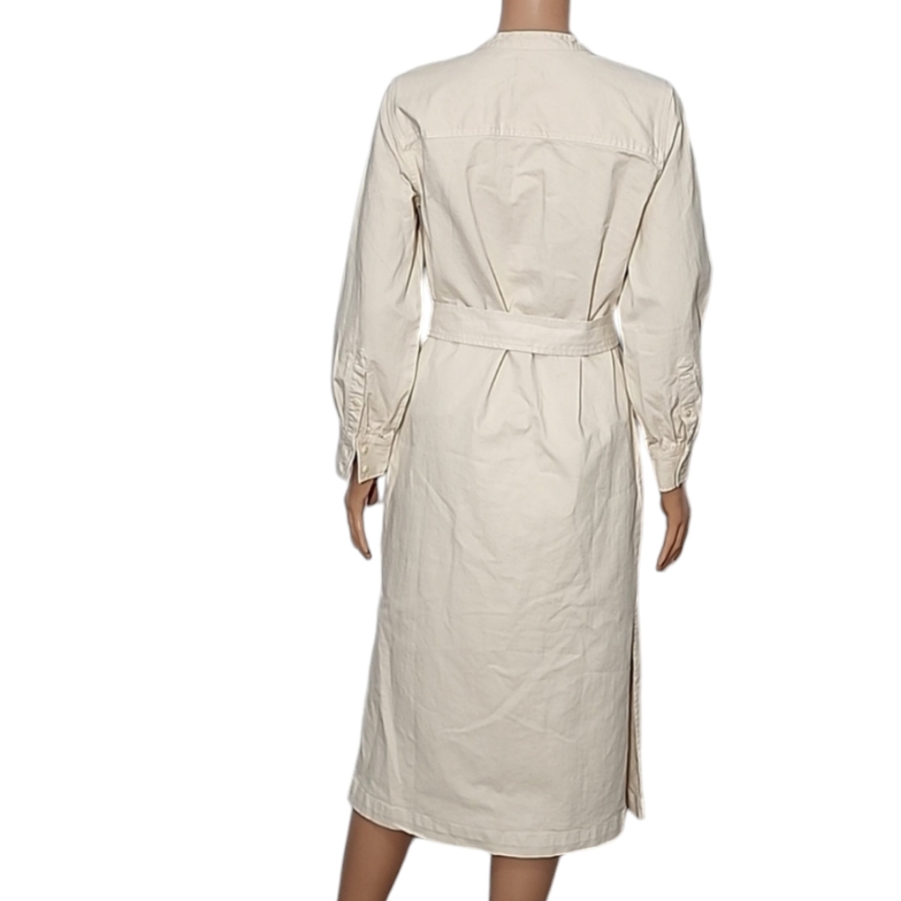 J. Crew long beige shirtdress in stretch denim twill with belt long sleeve Sz 2‎ - Picture 10 of 15
